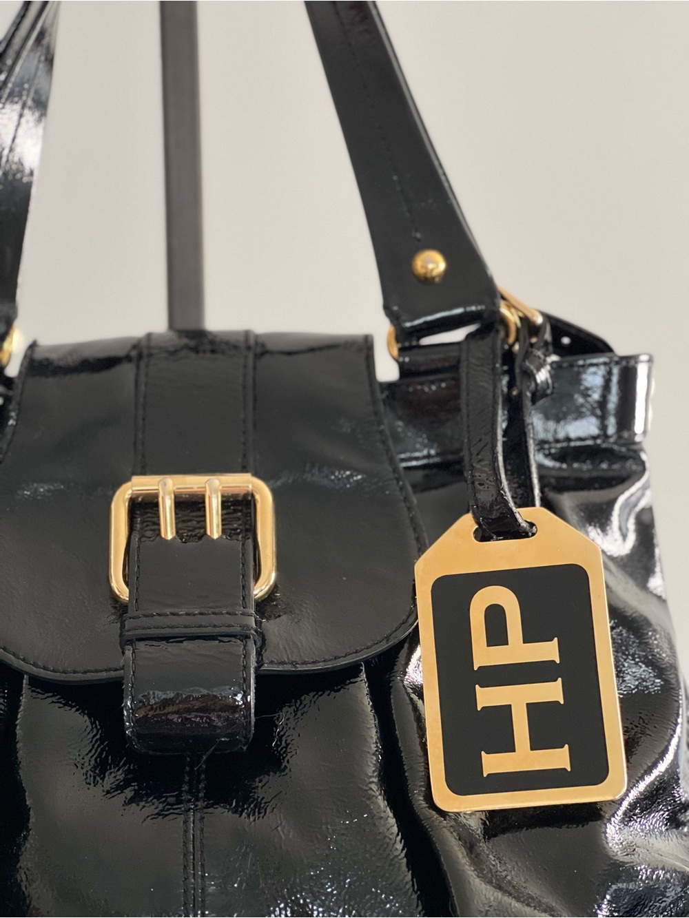 Dooney & Bourke Hayden Limited Edition Black Patent Leather Shoulder Bag Y2K - Picture 2 of 12